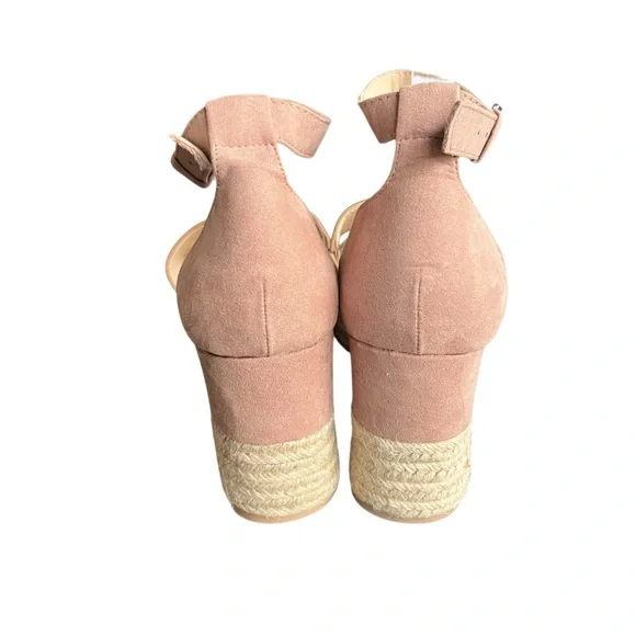 Steve Madden Apolo Espadrille Platform Wedges Sandals Size 10 Tan Suede Like New - Picture 6 of 8